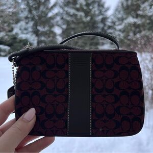 Coach burgundy black logo coin purse zip wallet NWOT